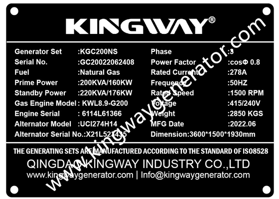 CE Kingway υψηλό - η γεννήτρια ποιοτικού 90KW NG φυσικού αερίου τροφοδότησε τη μικρή κατανάλωση από τη μηχανή της Cummins