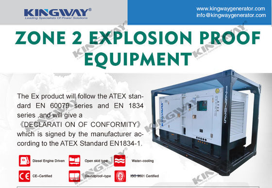Ακρωτηριακή πλατφόρμα Canopy 25kva 400v 50hz 3 φάσης 4 καλωδίου ανθεκτικός σε έκρηξη κινητήρας ντίζελ ATEX πιστοποιημένη ζώνη 2 offshore γεννήτρια