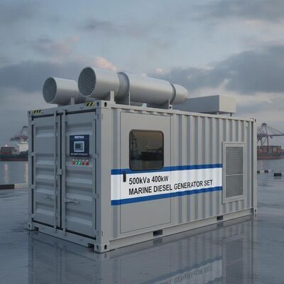 Σετ Γεννήτριας Ντίζελ Θαλάσσης 500kVA 400kW σε Εμπορευματοκιβώτιο Ηχομονωμένο με Έξυπνο Ελεγκτή Βαθιάς Θάλασσας ATS